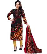Black Floral Print Leon Unstitched Salwar- Kameez