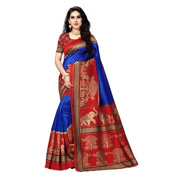 multicolor printed art silk saree with blouses saree with blouse 1