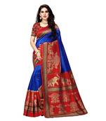 multicolor printed art silk saree with blouses saree with blouse