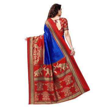 multicolor printed art silk saree with blouses saree with blouse 3