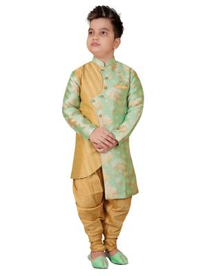 Multicolor embroidered cotton silk boys-kurta-pyjama 1
