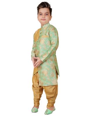 Multicolor embroidered cotton silk boys-kurta-pyjama 3