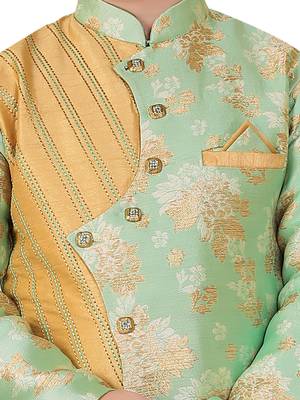 Multicolor embroidered cotton silk boys-kurta-pyjama 4