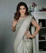 Shraddha arya Grey woven silk blend saree with blouse
