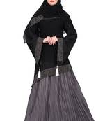 Khadija Fashion,Women's Heavy Grey Color Crush Fabric Burqa, Diamonds Stripe With Scarf,Available Size L,XL,XXL.