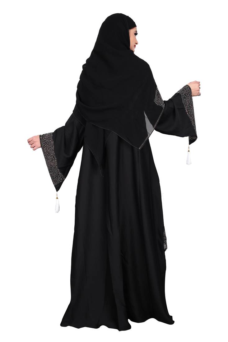 Khadija Fashion,Women's Heavy Grey Color Crush Fabric Burqa, Diamonds Stripe With Scarf,Available Size L,XL,XXL.