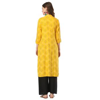 Olive printed rayon long-kurtis 2