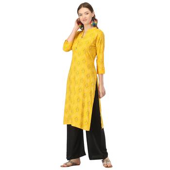 Olive printed rayon long-kurtis 3