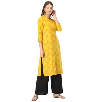 Olive printed rayon long-kurtis 4