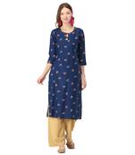 Red printed rayon long-kurtis
