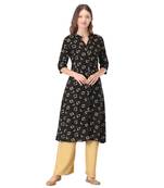 Red printed rayon long-kurtis