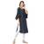 Navy-blue printed rayon long-kurtis