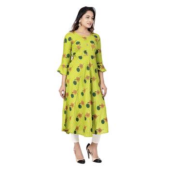 Light-green printed cotton kurtas-and-kurtis 4