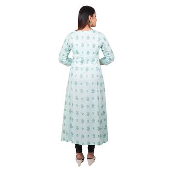 Sky-blue printed cotton kurtas-and-kurtis 2