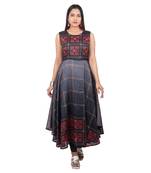 Grey printed rayon kurtas-and-kurtis