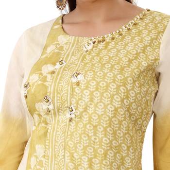 Mustard printed cotton long-kurtis 5