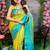 Yellow & Aqua Blue Color Beautiful Designer Soft Litchi silk Saree with Blouse piece for Women