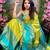 Yellow & Aqua Blue Color Beautiful Designer Soft Litchi silk Saree with Blouse piece for Women