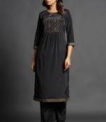 Black plain crepe ethnic-kurtis