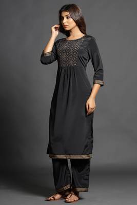 Black plain crepe ethnic-kurtis 4