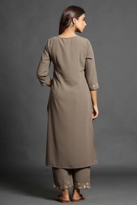 Charcoal plain georgette ethnic-kurtis 2