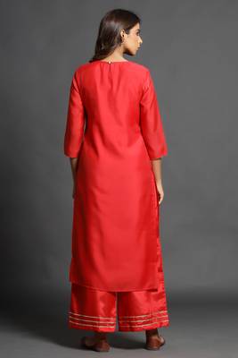 Red embroidered chanderi ethnic-kurtis 2