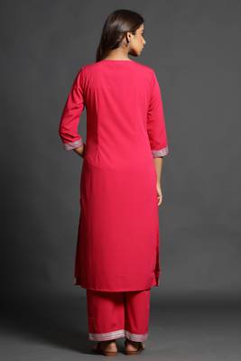 Dark-rani-pink plain crepe ethnic-kurtis 2