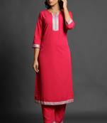 Dark-rani-pink plain crepe ethnic-kurtis
