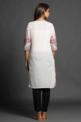 Light-cream printed cotton ethnic-kurtis 2