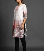 Light-cream printed cotton ethnic-kurtis