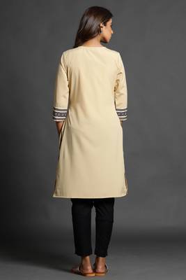 Beige plain crepe ethnic-kurtis 2