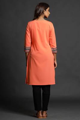 Coral plain crepe ethnic-kurtis 2