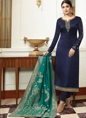 Navy Blue Georgette Party Wear Salwar Kameez 1