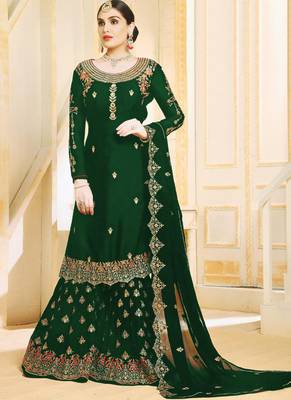 Dark Green Georgette Pakistani Salwar Kameez 1