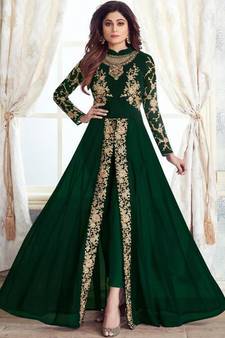 Dark Green Georgette Pakistani Salwar Kameez