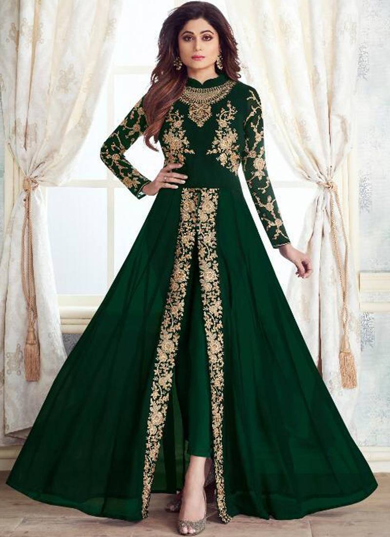 Dark Green Georgette Pakistani Salwar Kameez