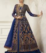 Royal Blue Net Pakistani Salwar Kameez
