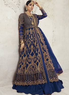 Royal Blue Net Pakistani Salwar Kameez 2
