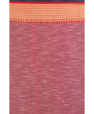Rose Red Soft Cotton Handloom Saree 4