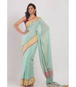 Baby Blue Soft Cotton Handloom Saree