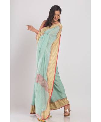 Baby Blue Soft Cotton Handloom Saree 2