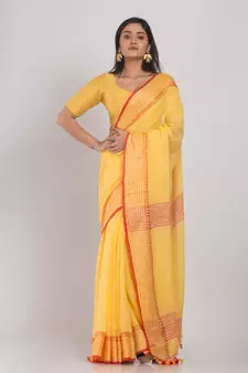 Yellow Soft Cotton Handloom Saree
