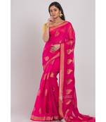All Over Jecquard Jori Work Rani Pink Handloom Saree