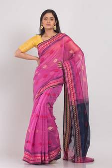 All Over Jecquard Work Pink Handloom Saree