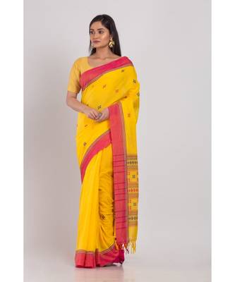 Yellow Handloom Jamdani Cotton Saree 1