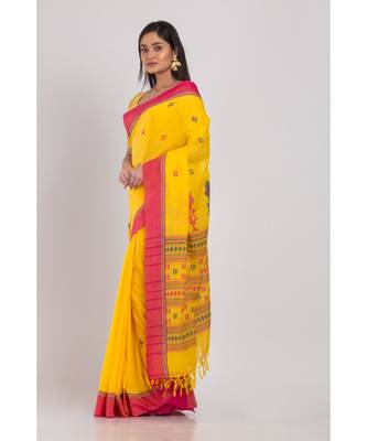 Yellow Handloom Jamdani Cotton Saree 2