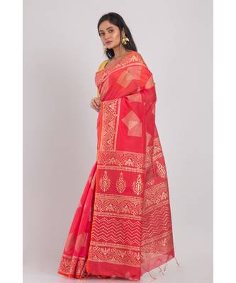 Indian Red Handloom Festive Saree 2