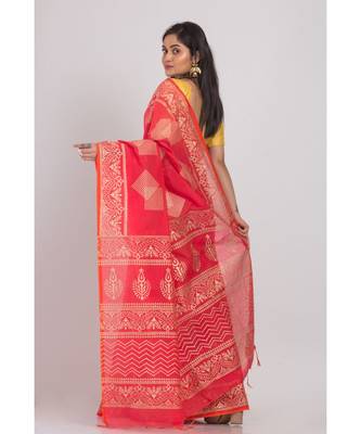 Indian Red Handloom Festive Saree 3