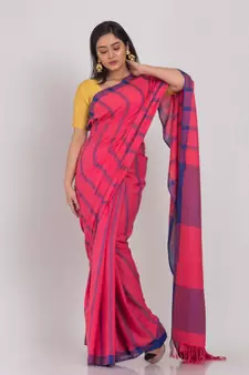 Jecquard Work Pink Handloom Cotton Saree