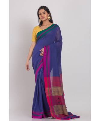 Indigo Handloom Cotton Saree 1
